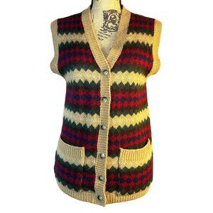 Vintage D.K. Gold Womens Sweater Vest Medium Acrylic Fair Isle Pattern